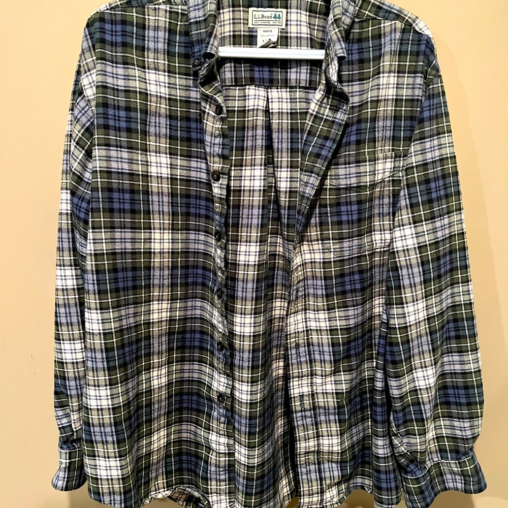 LL Bean blue and white, mens size large button down